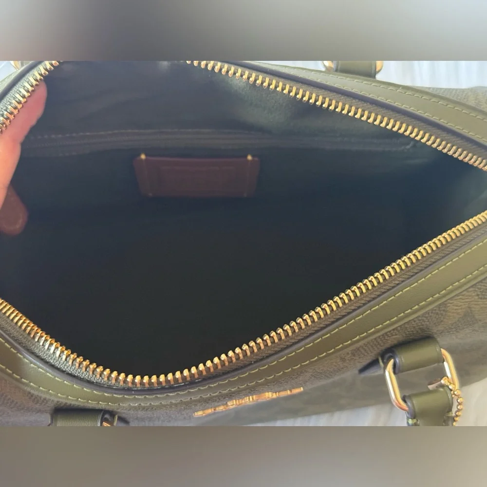 NWT Coach Rowan Satchel Bag In Signature Canvas CV961 Gold/Olive - Picture 9 of 12